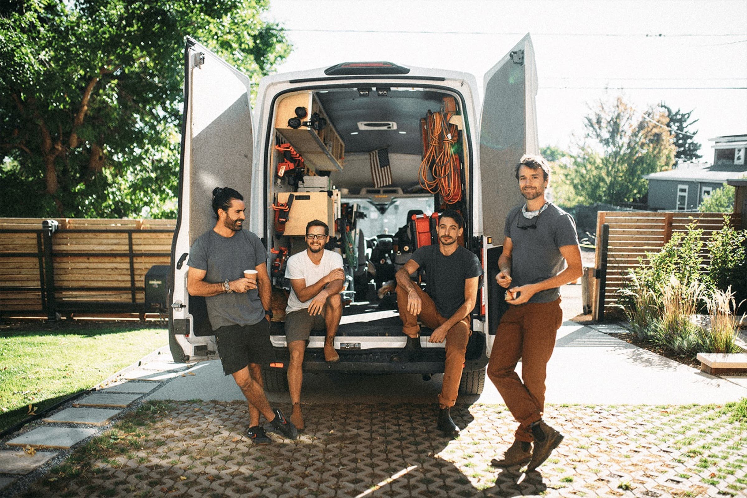 Willow's vetted trade partners gathered at the back of a fully stocked work van