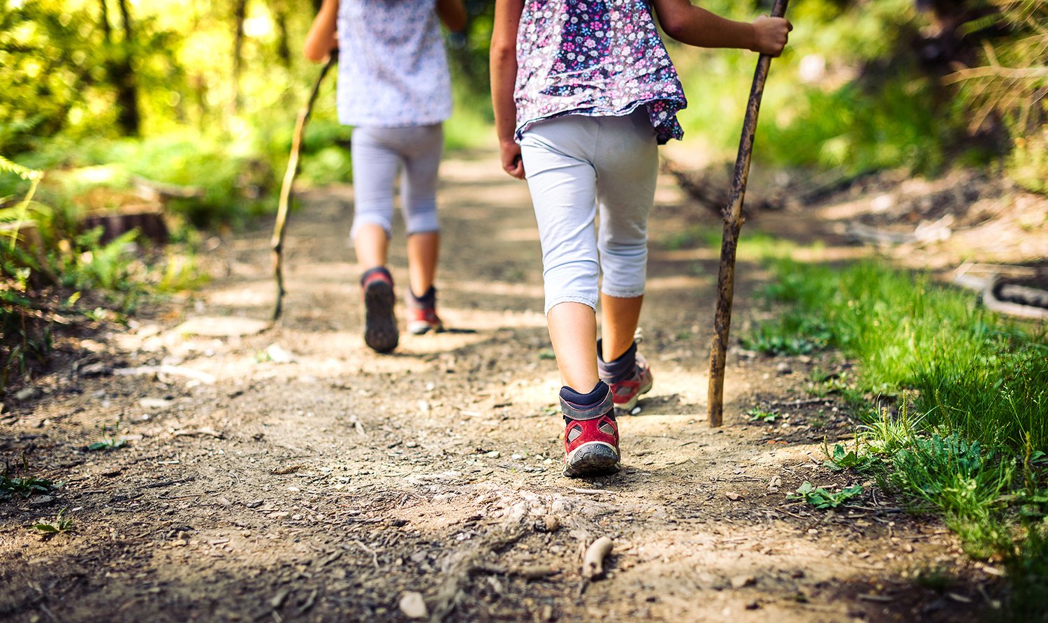  Kids walk together on a hiking trail. Explore our Ultimate Guide on Boulder’s Best Trails and discover great kid-friendly hikes. 