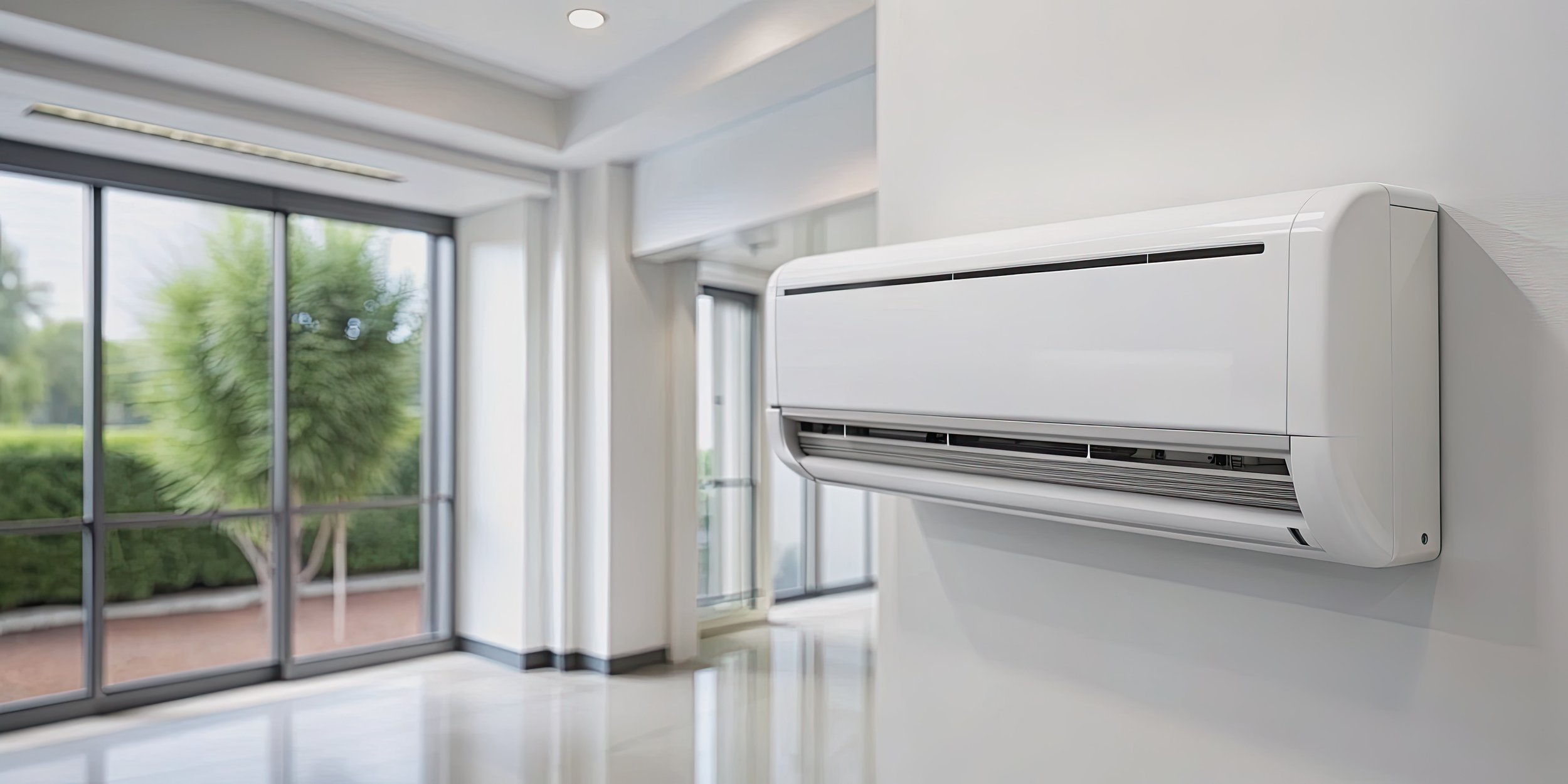  A detail photo of a mini split heating and cooling pump. Climate control is among the most important factors for working from home. Learn more about home maintenance tips for your home office in our complete guide. 